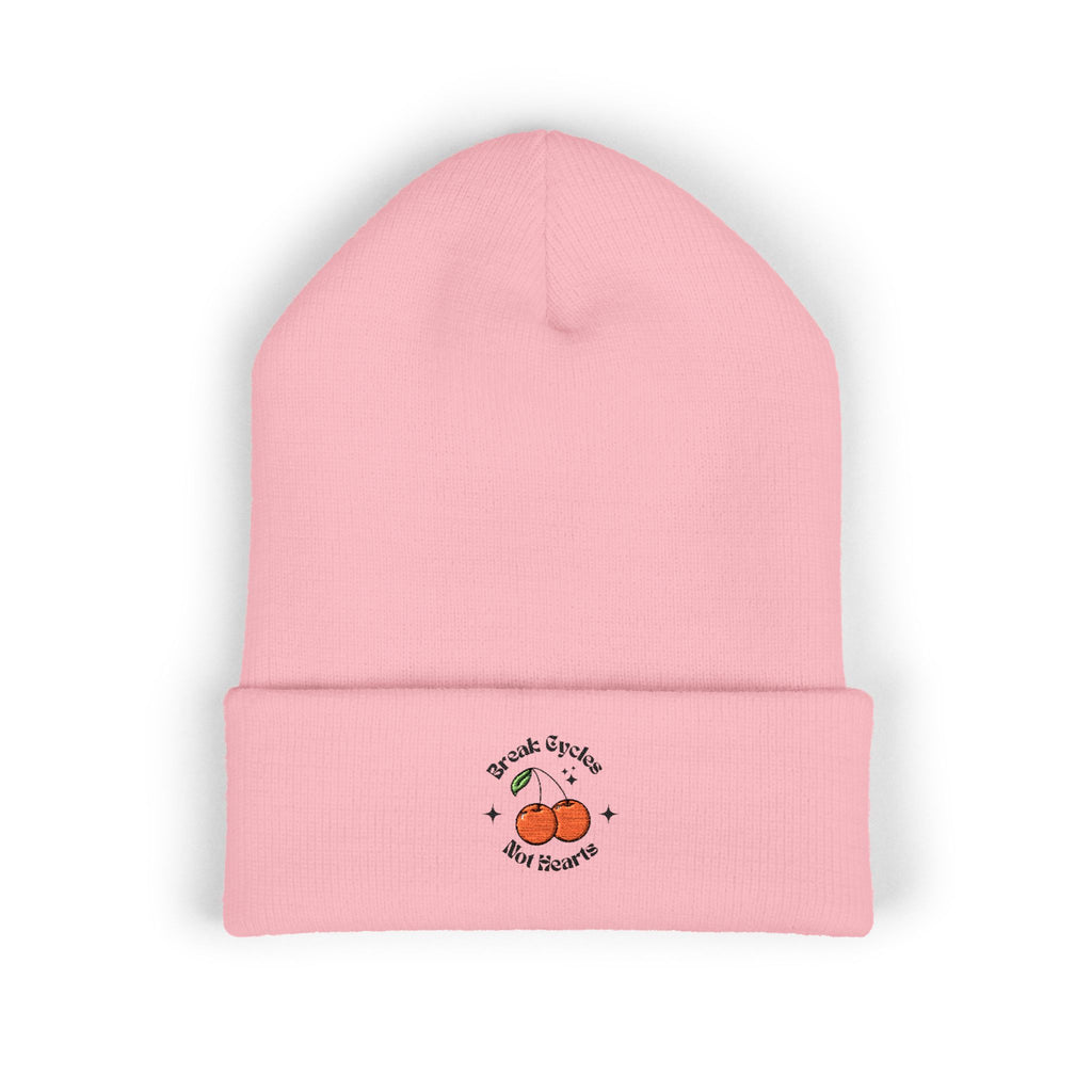 break cycles not hearts- embroidered cuffed beanie