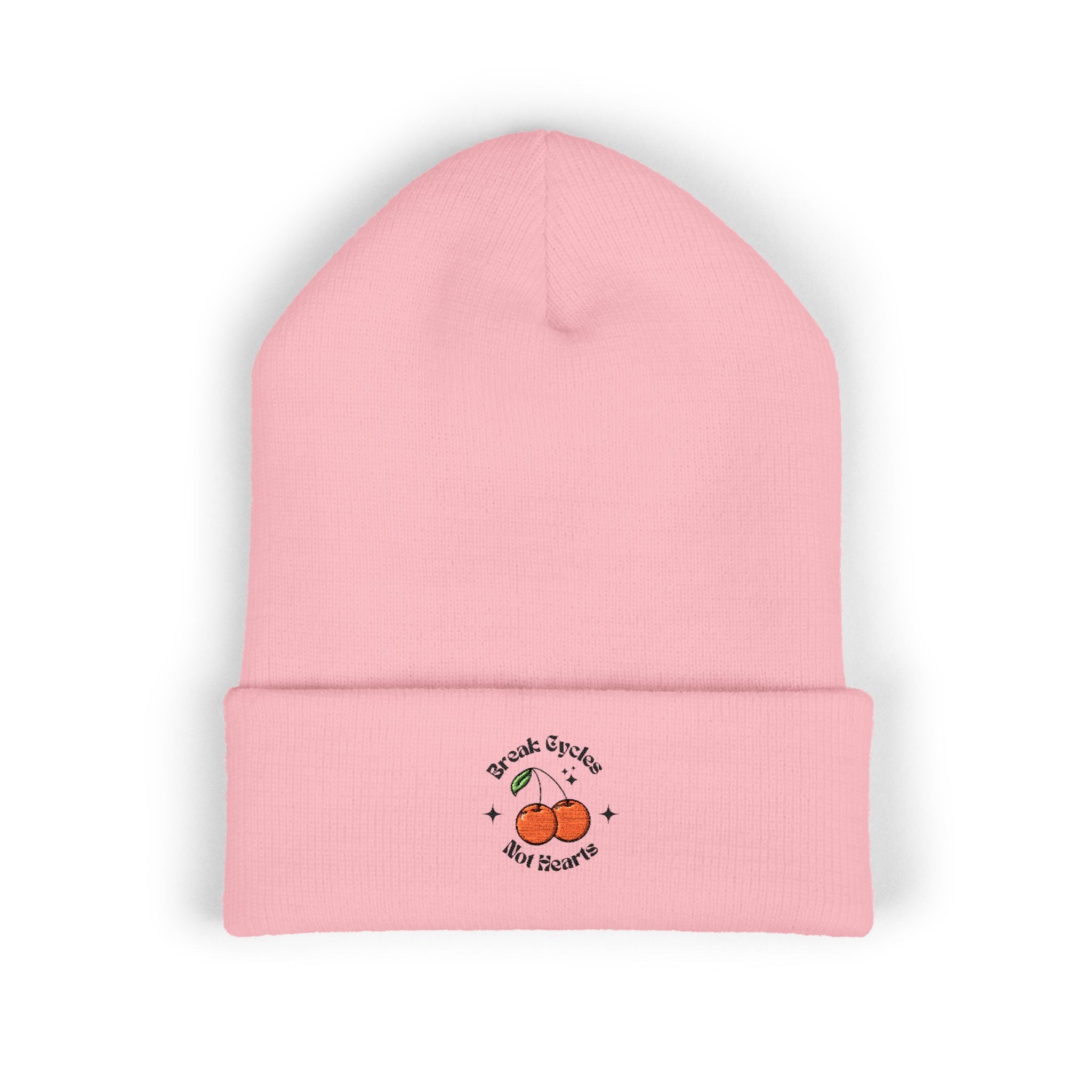 break cycles not hearts- embroidered cuffed beanie