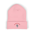 86 the system- embroidered skull cuffed beanie