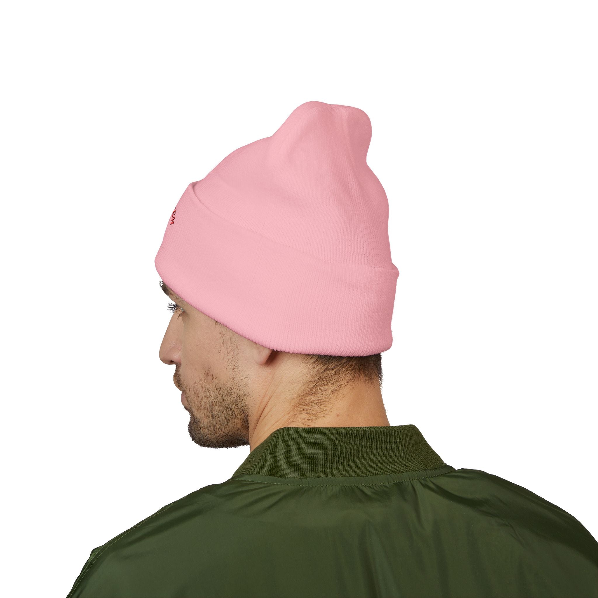 86 the system- embroidered skull cuffed beanie