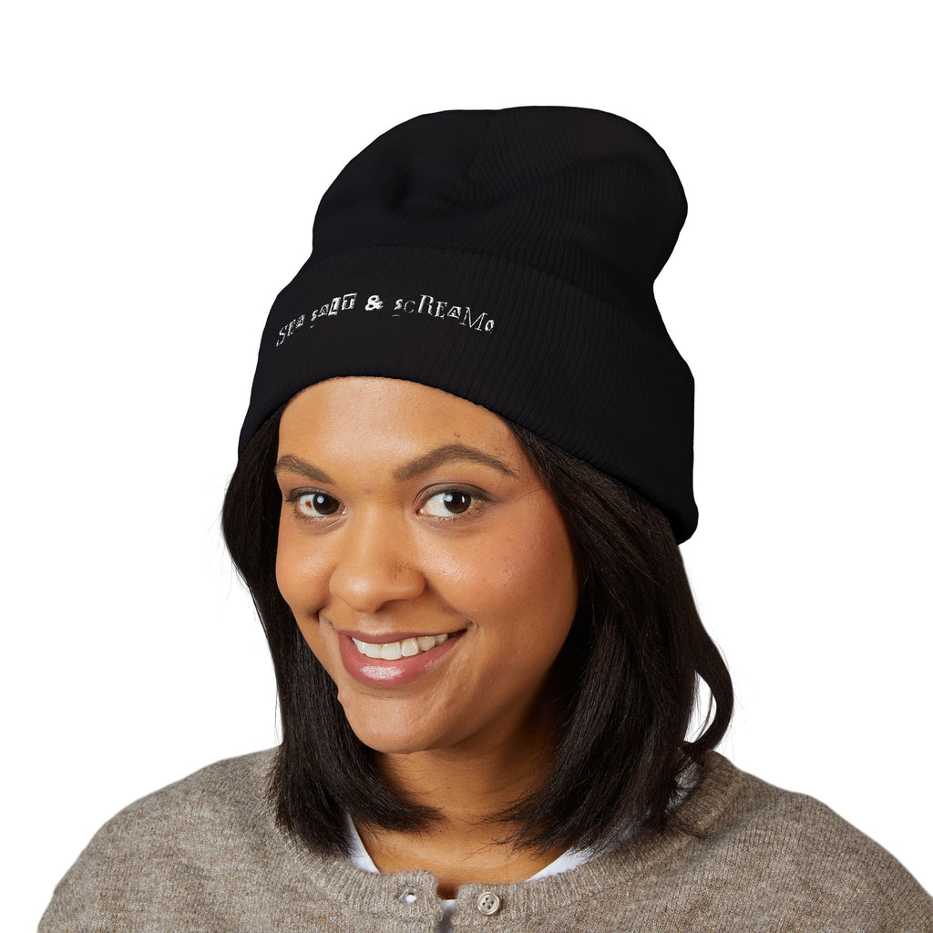 classic cuffed sea salt & screamo beanie (embroidery)