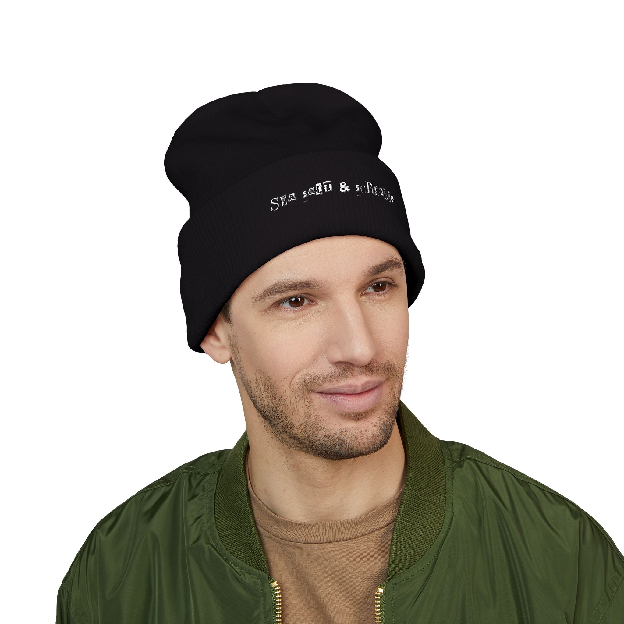 classic cuffed sea salt & screamo beanie (embroidery)