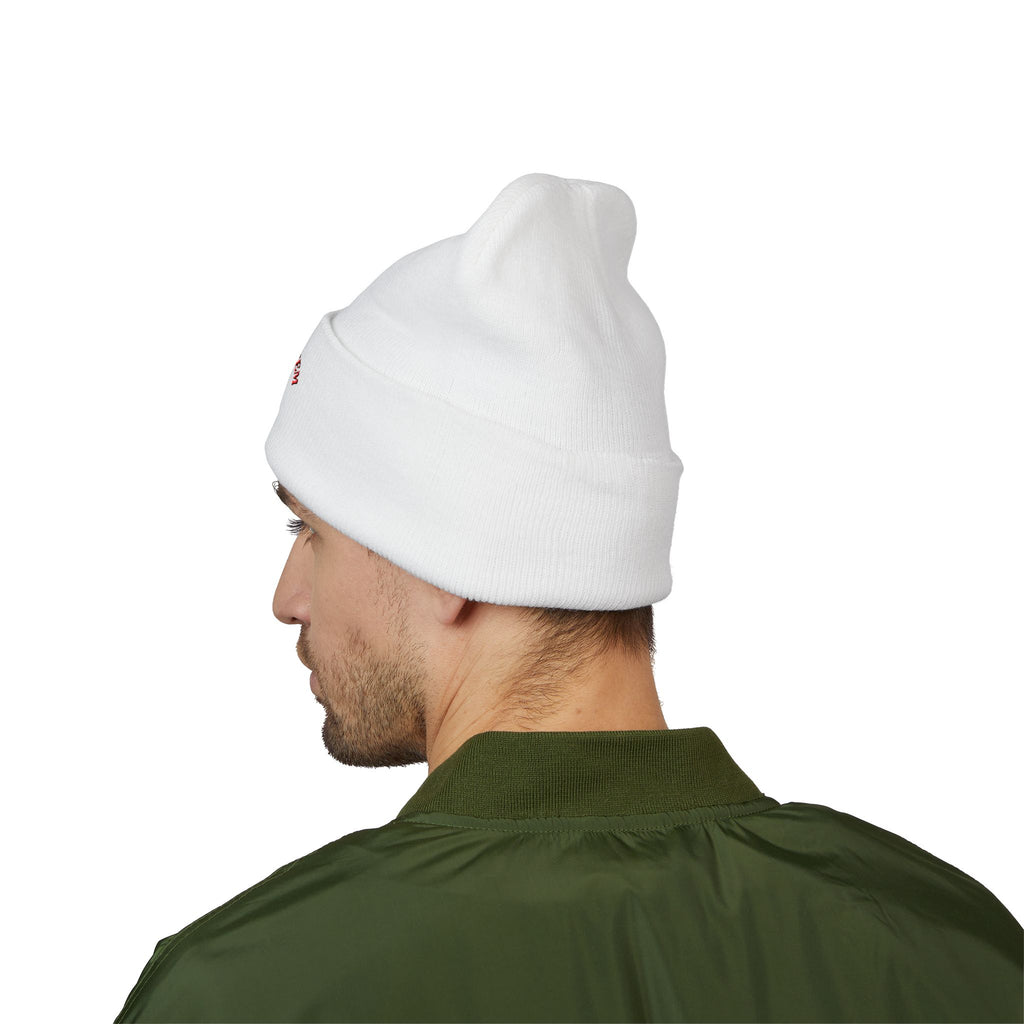 86 the system- embroidered skull cuffed beanie