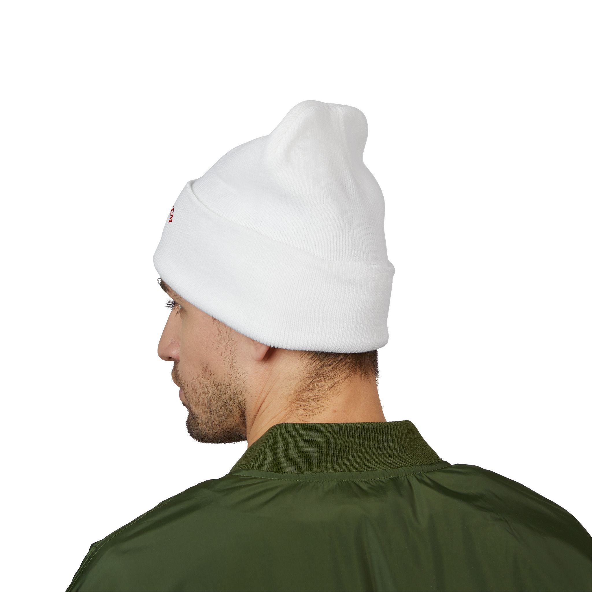 86 the system- embroidered skull cuffed beanie