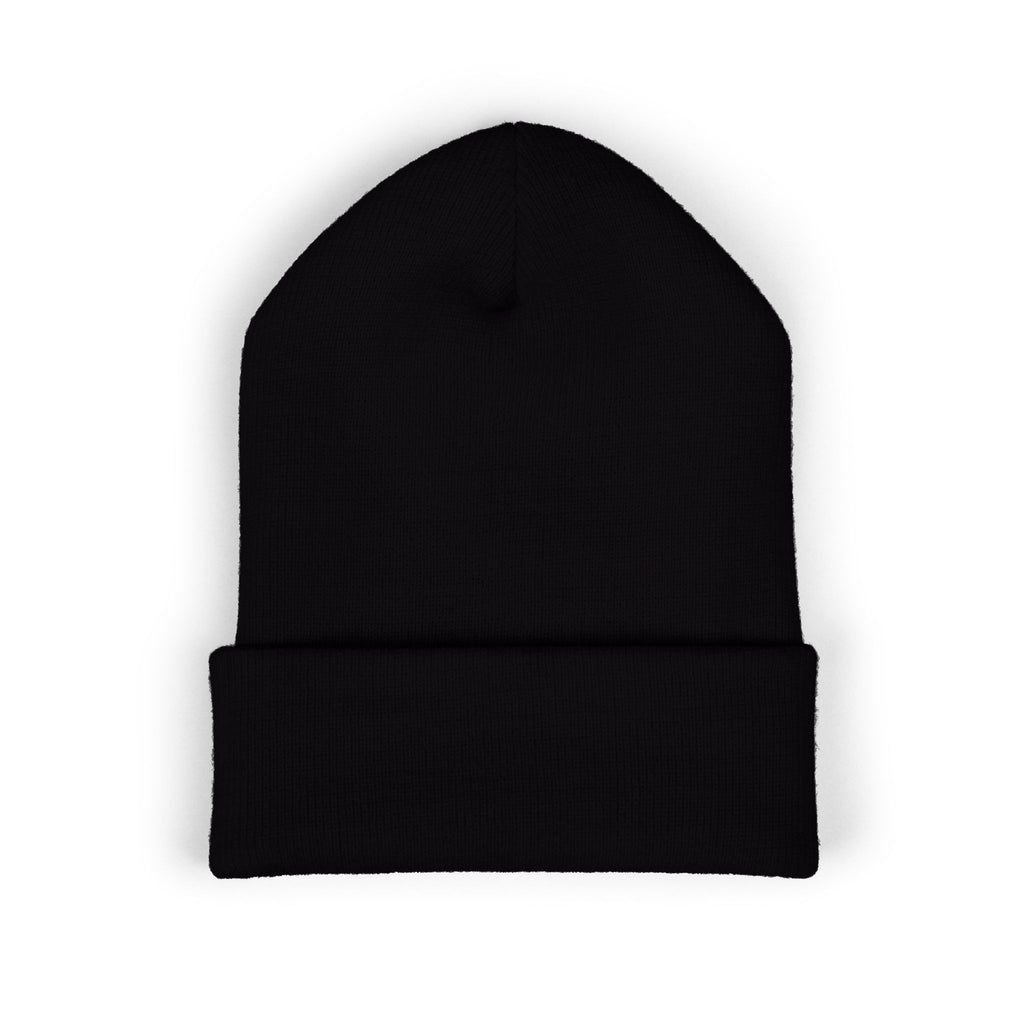 86 the system- embroidered skull cuffed beanie