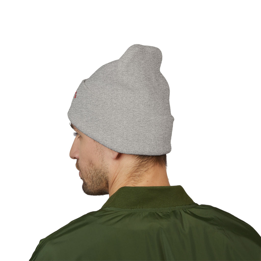 86 the system- embroidered skull cuffed beanie