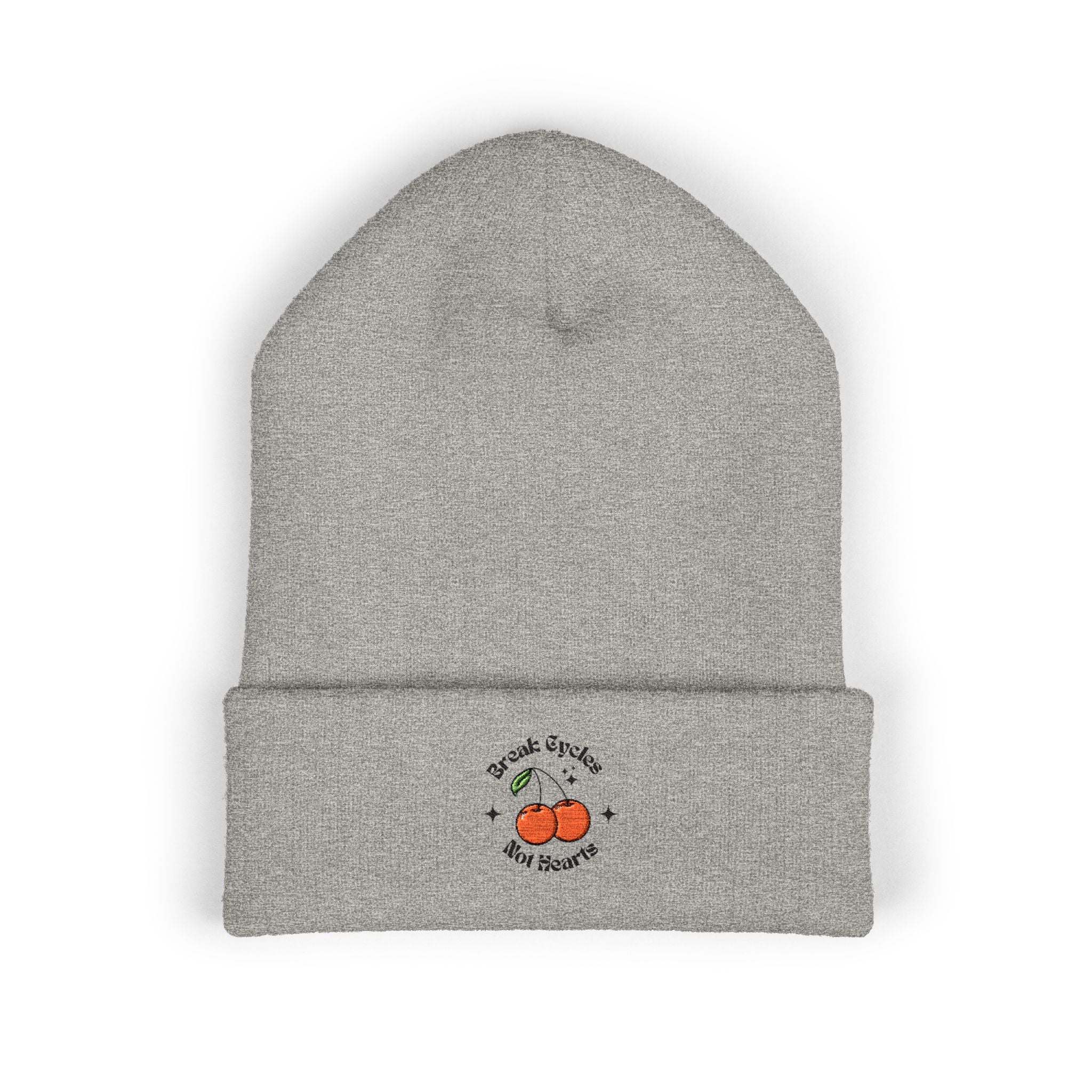 break cycles not hearts- embroidered cuffed beanie